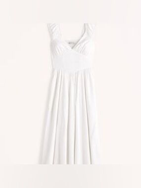 abercrombie & fitch corset cap sleeve midi dress white